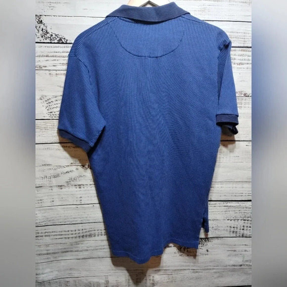 Polo Ralph Lauren Golf Polo in Blue Ribbed size Medium 90's Vintage Split Hem‎ - Picture 5 of 6